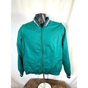 Vintage Green Bomber Jacket Zip Up Made in Korea